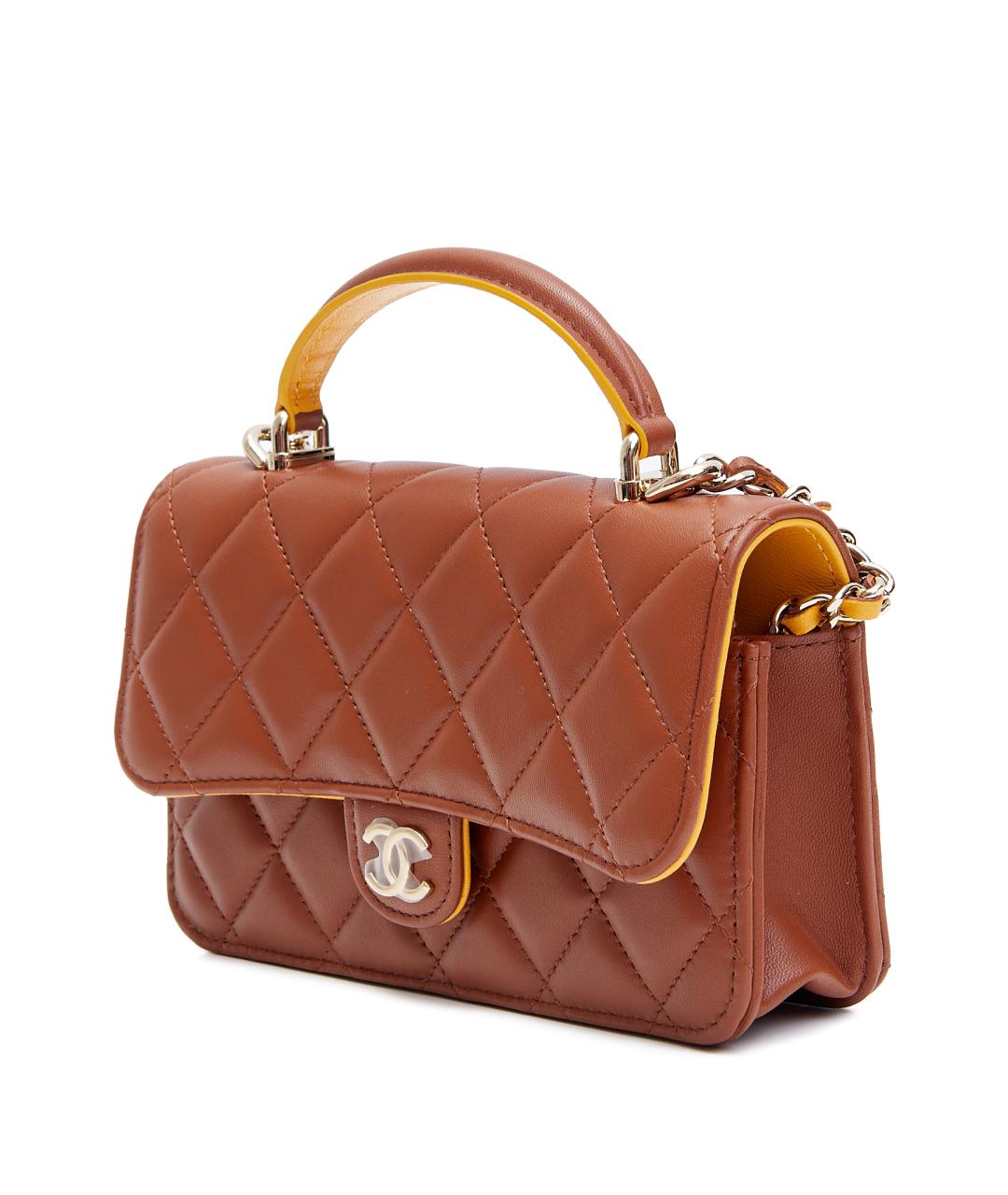 CHANEL Коричневая кожаная сумка через плечо, фото 2