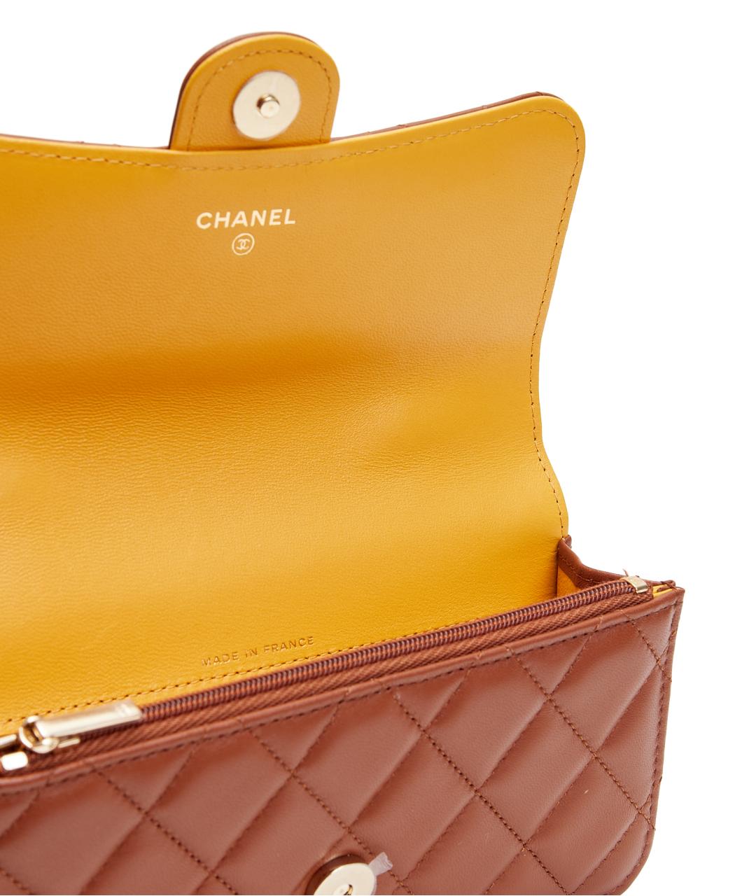 CHANEL Коричневая кожаная сумка через плечо, фото 4
