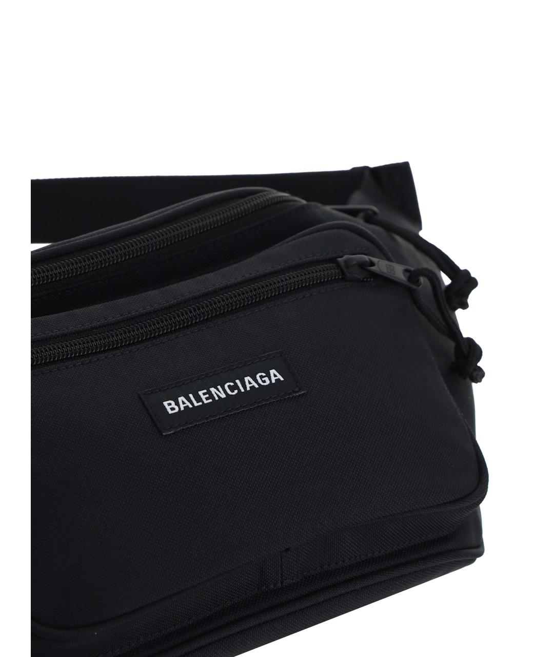 BALENCIAGA Черная синтетическая поясная сумка, фото 4