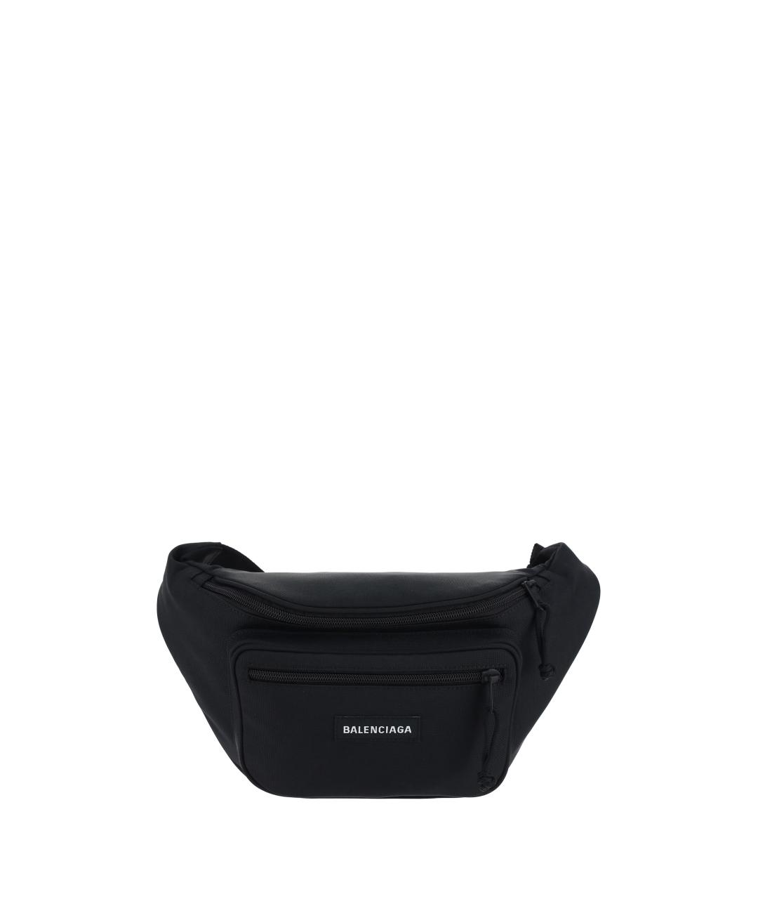 BALENCIAGA Черная синтетическая поясная сумка, фото 1