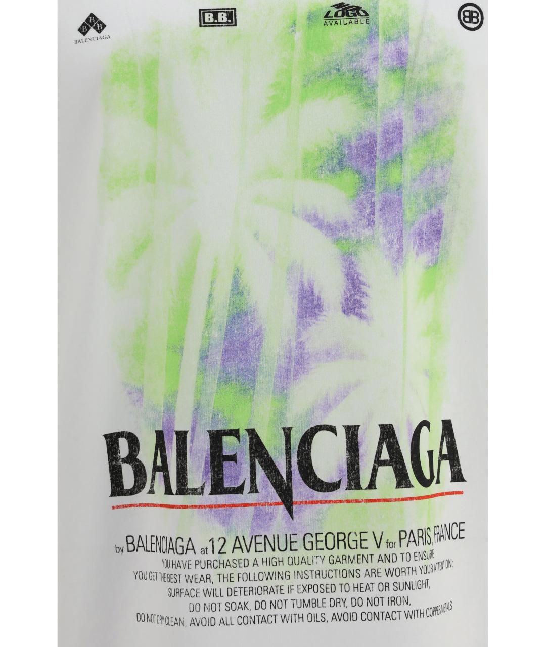 BALENCIAGA Белая хлопковая футболка, фото 3