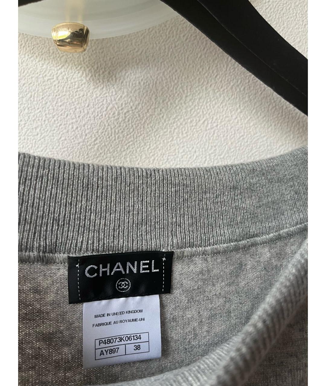 CHANEL Серое кашемировое повседневное платье, фото 3