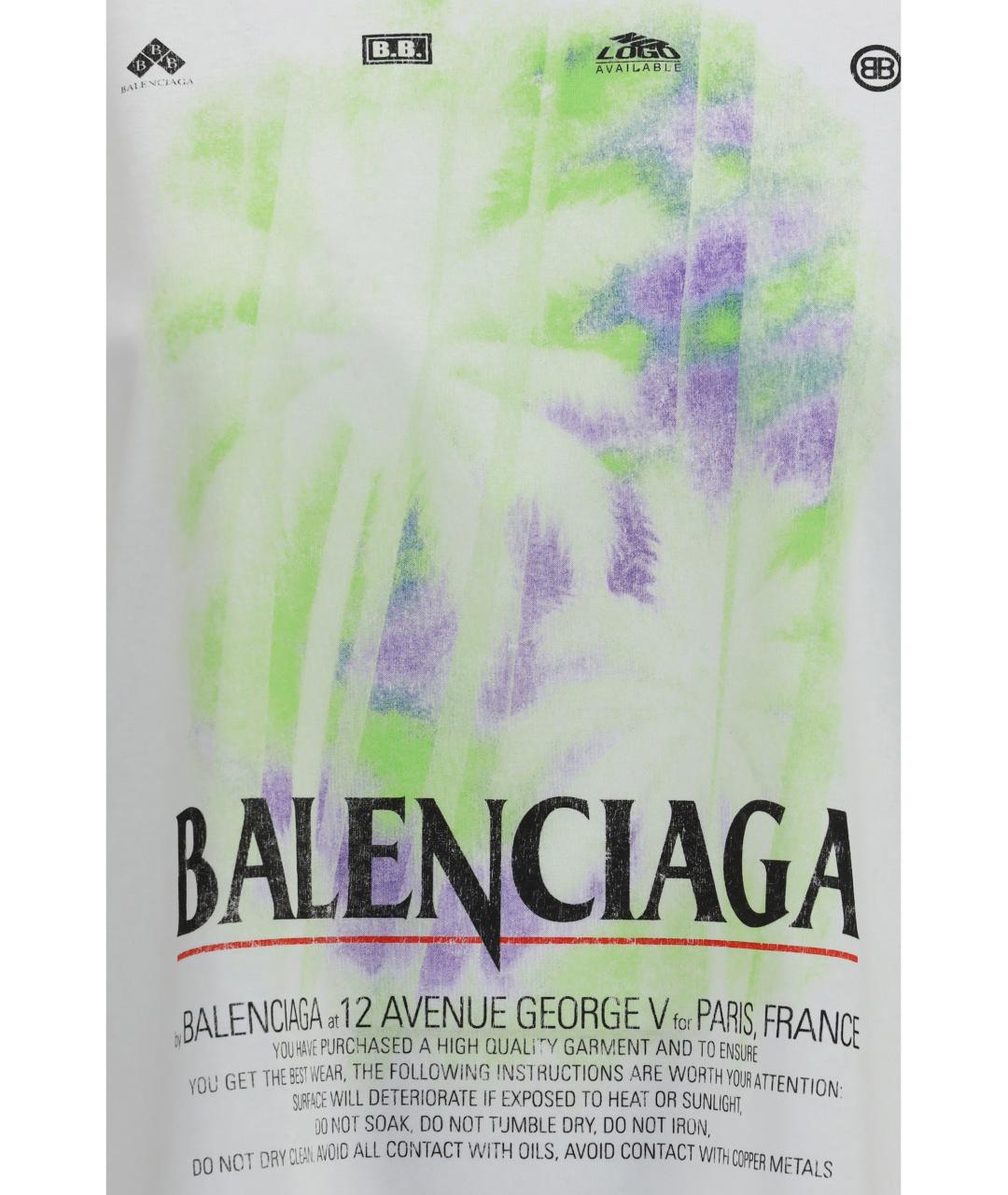 BALENCIAGA Мульти хлопковая футболка, фото 3
