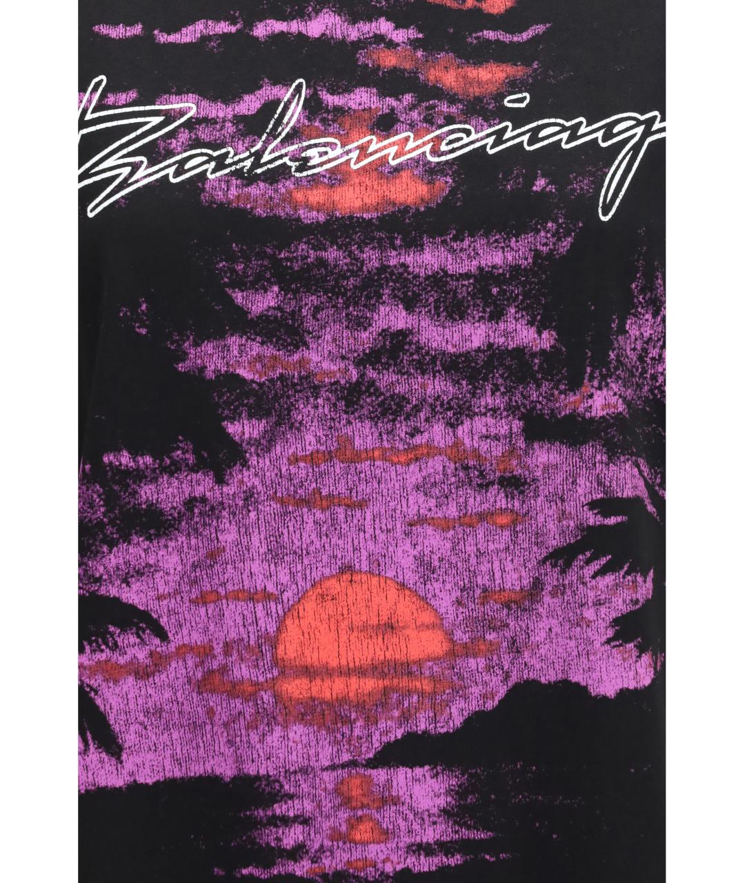 BALENCIAGA Черная хлопковая футболка, фото 3