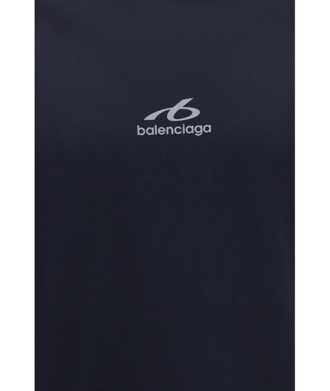 BALENCIAGA Темно-синяя синтетическая футболка, фото 3