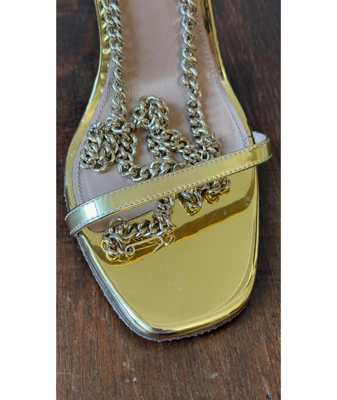 AQUAZZURA Золотые кожаные туфли, фото 8
