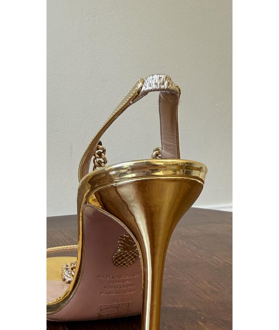 AQUAZZURA Золотые кожаные туфли, фото 6