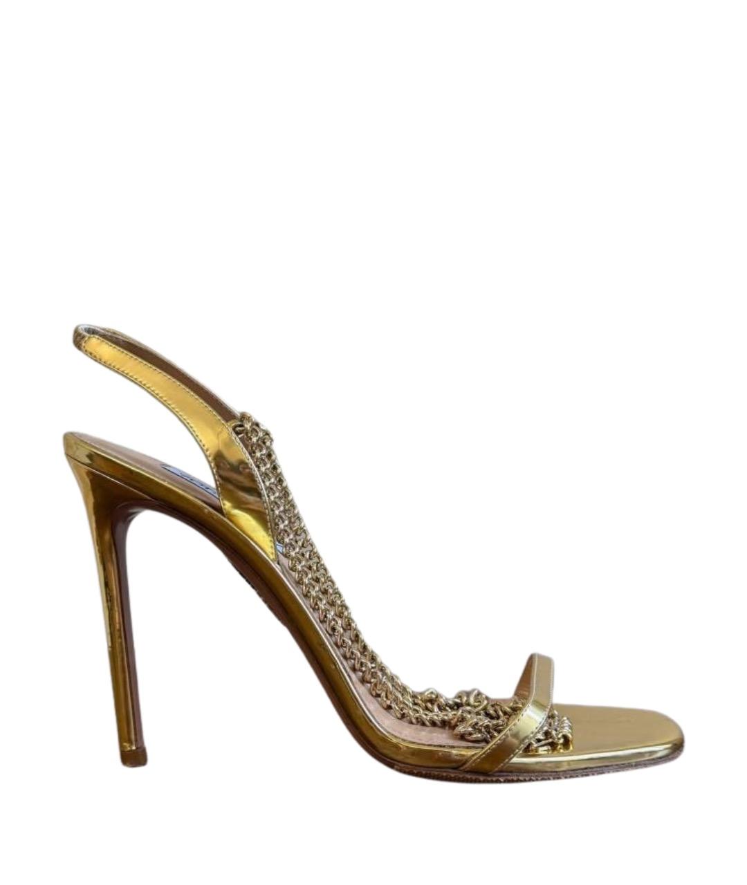 AQUAZZURA Золотые кожаные туфли, фото 1