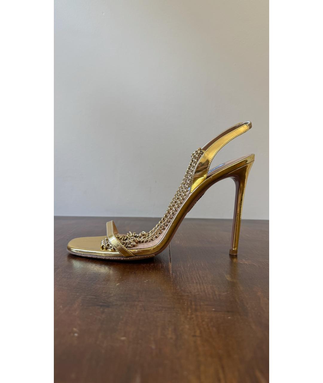 AQUAZZURA Золотые кожаные туфли, фото 9
