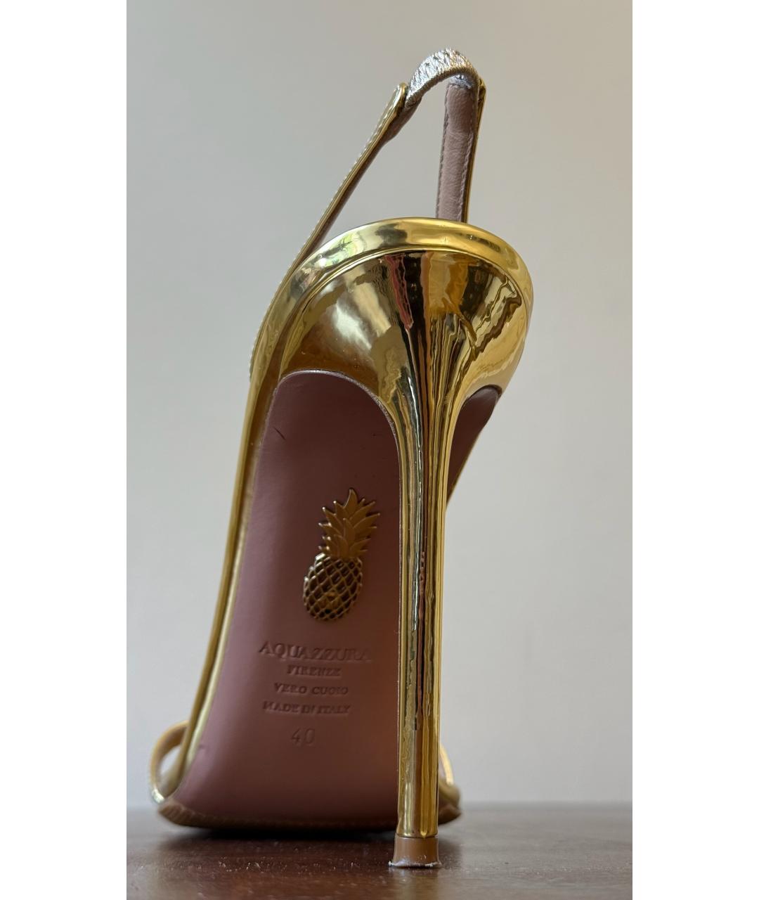AQUAZZURA Золотые кожаные туфли, фото 7