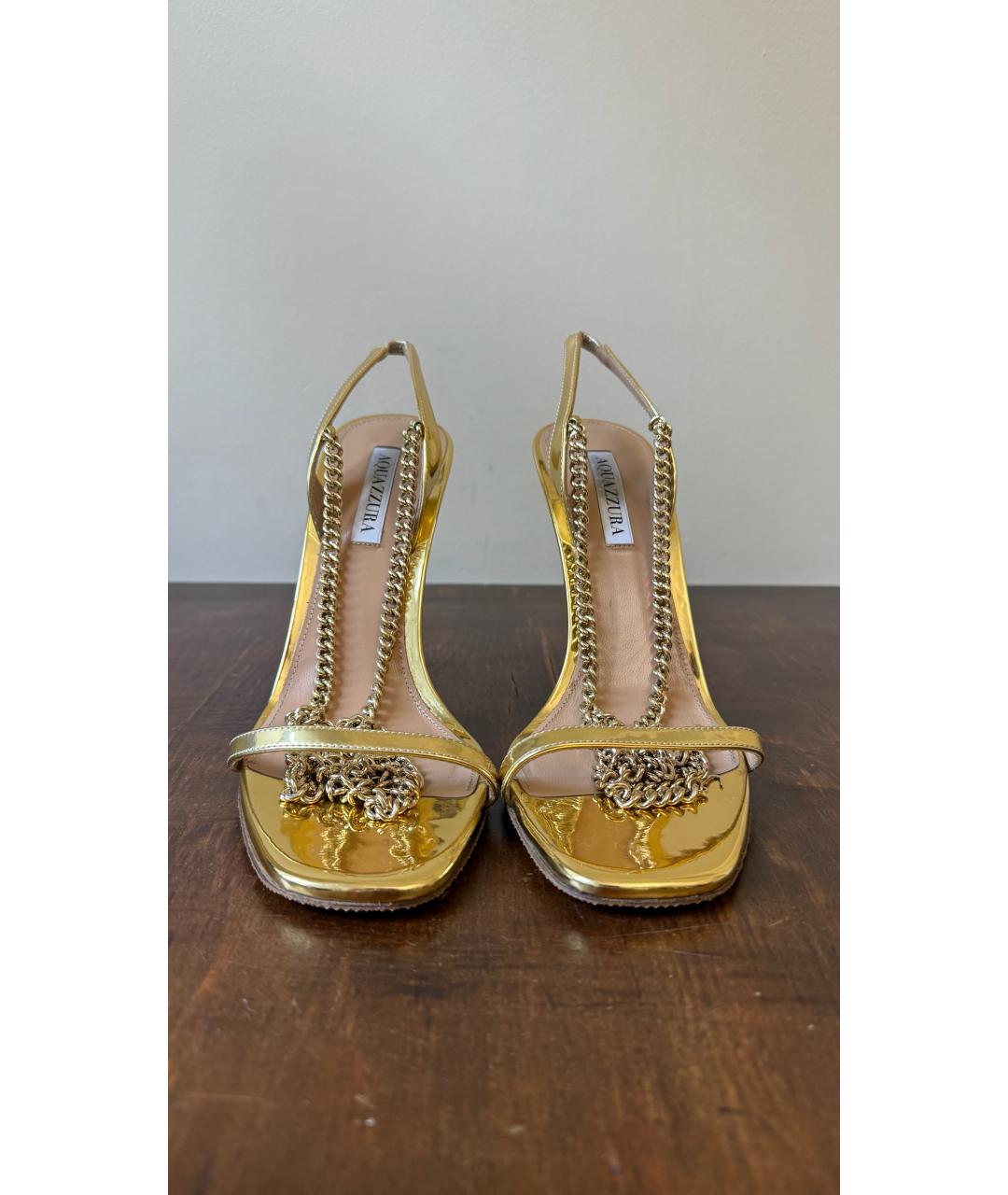 AQUAZZURA Золотые кожаные туфли, фото 4