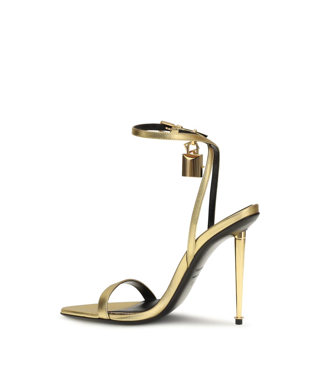 TOM FORD Золотые кожаные босоножки, фото 3