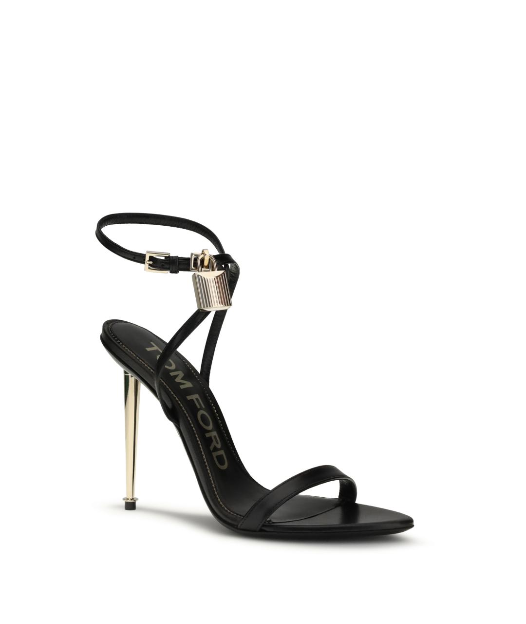 TOM FORD Черные кожаные босоножки, фото 2