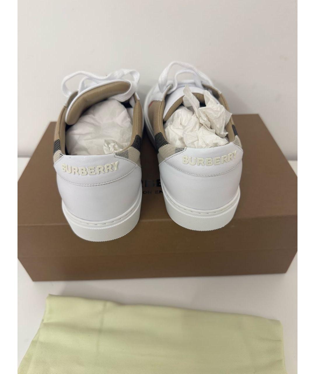 BURBERRY Белые кожаные кроссовки, фото 3