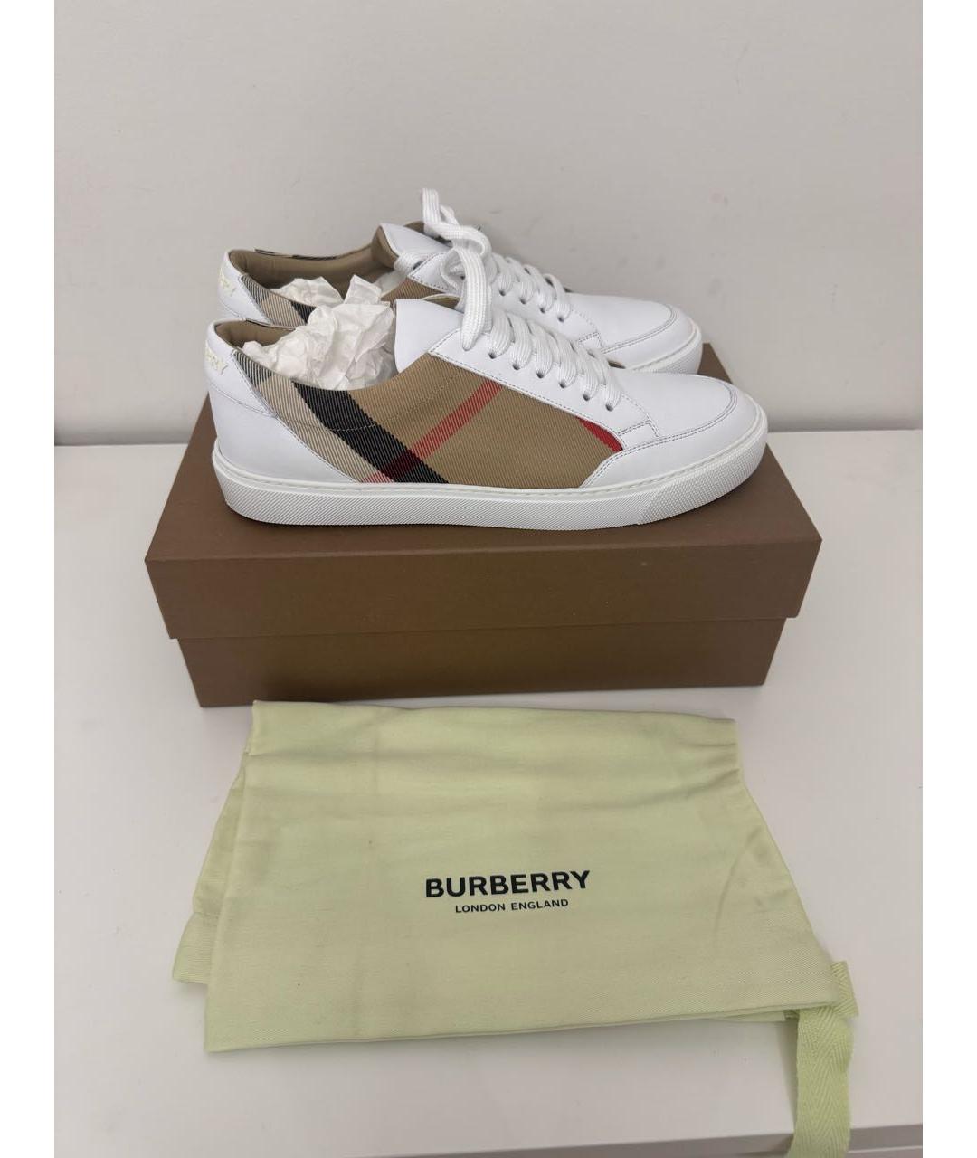 BURBERRY Белые кожаные кроссовки, фото 4