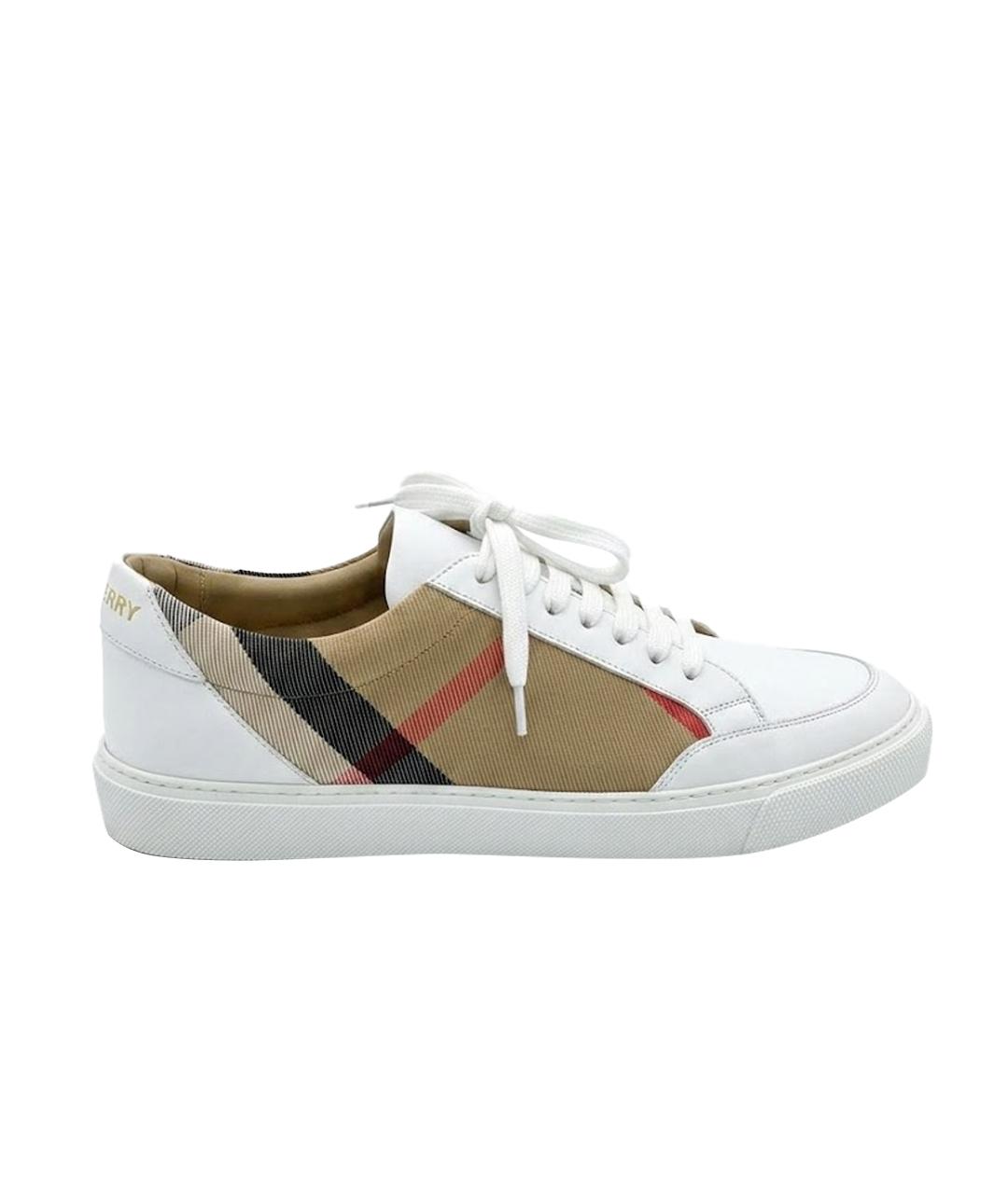 BURBERRY Белые кожаные кроссовки, фото 1