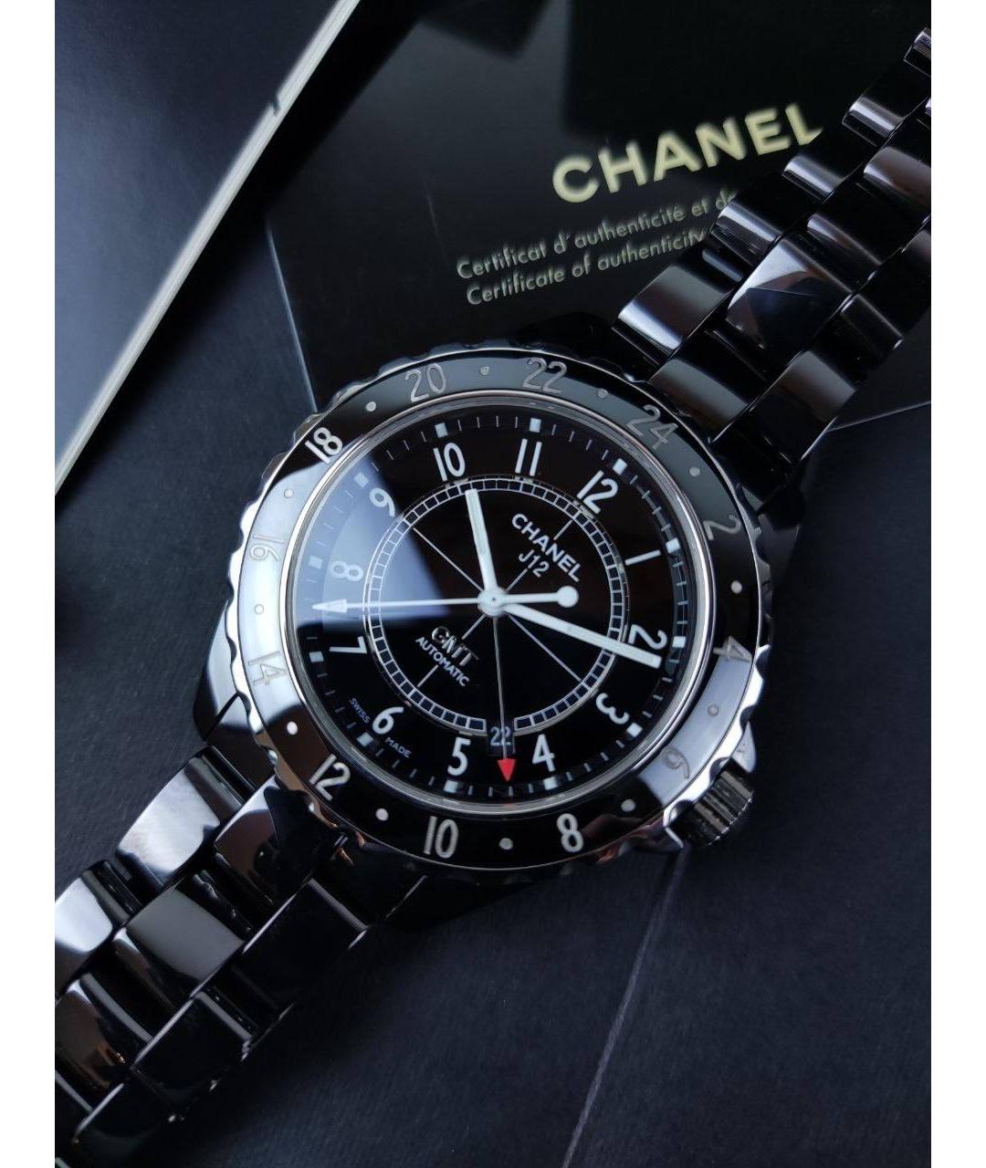 CHANEL Черные керамические часы, фото 2