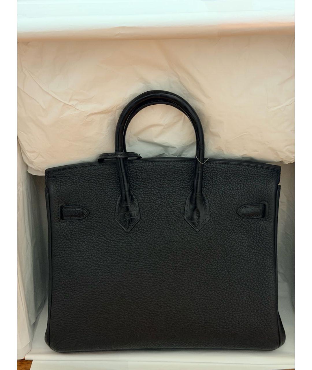 HERMES Черная кожаная сумка с короткими ручками, фото 3