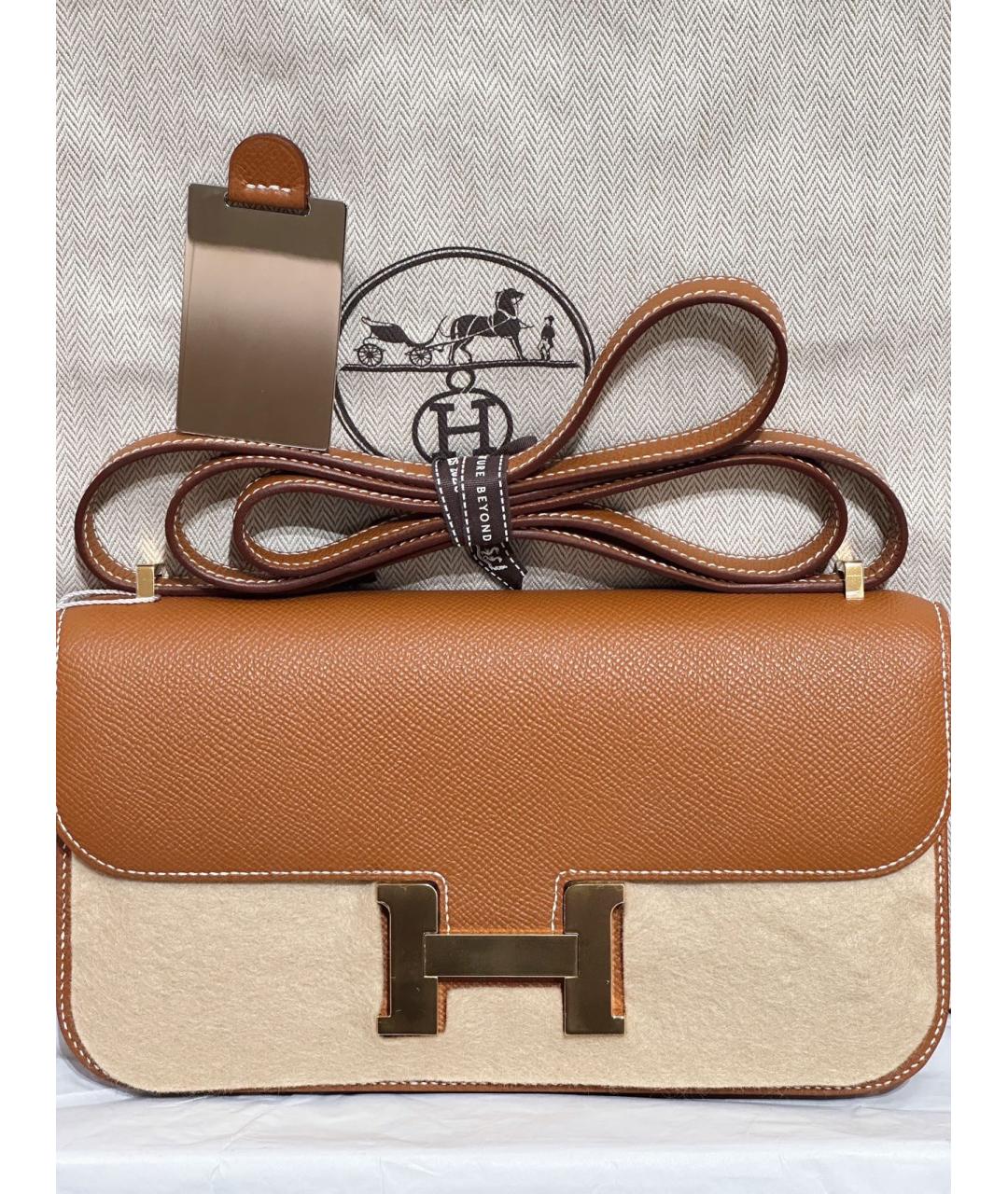 HERMES Коричневая кожаная сумка через плечо, фото 10