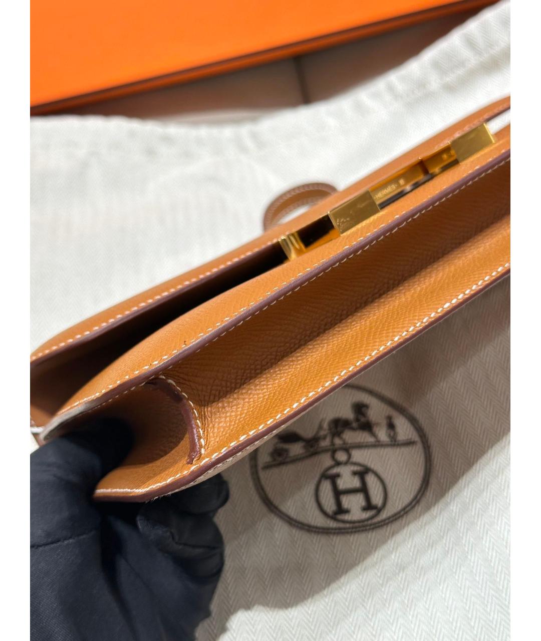 HERMES Коричневая кожаная сумка через плечо, фото 5