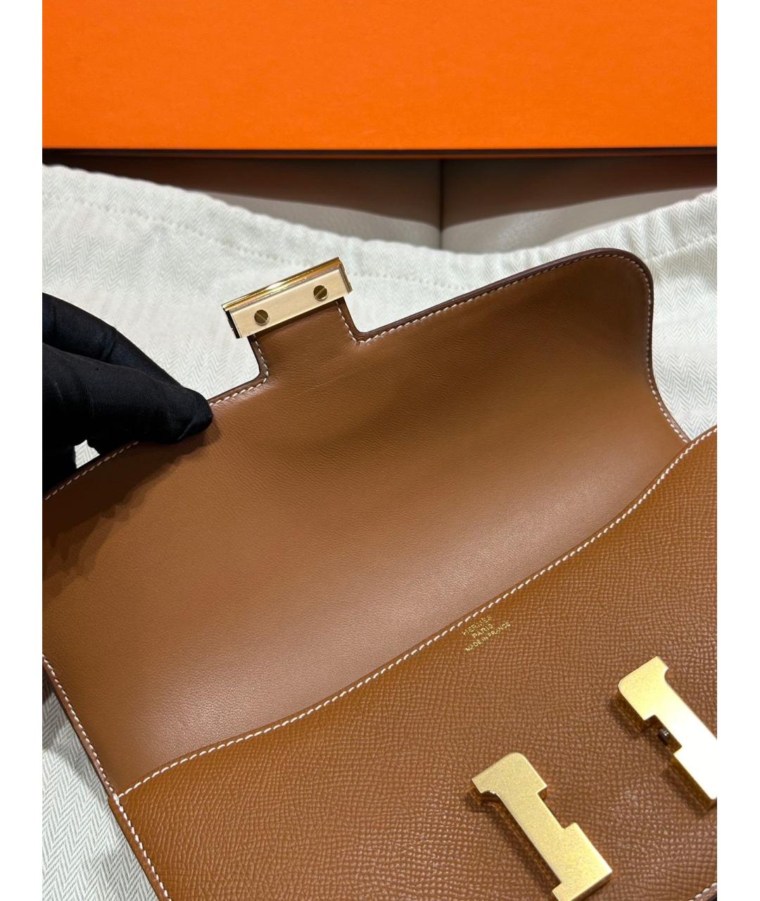 HERMES Коричневая кожаная сумка через плечо, фото 8