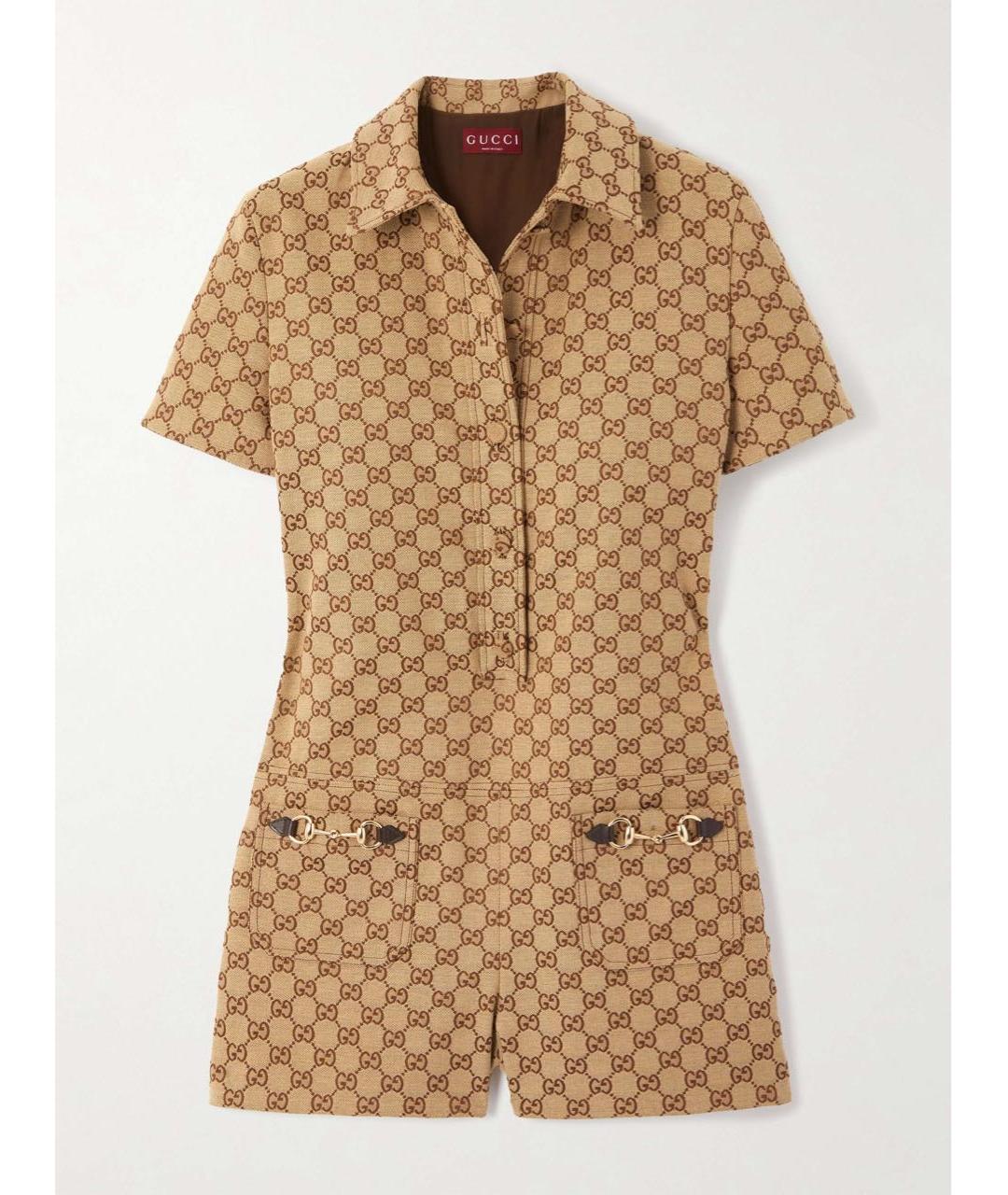 GUCCI Коричневый хлопковый комбинезон, фото 9