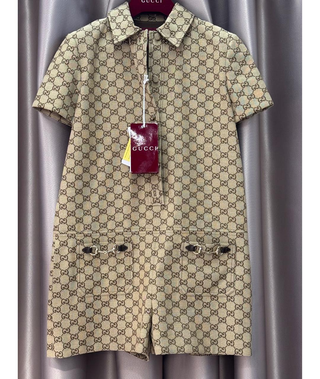 GUCCI Коричневый хлопковый комбинезон, фото 2