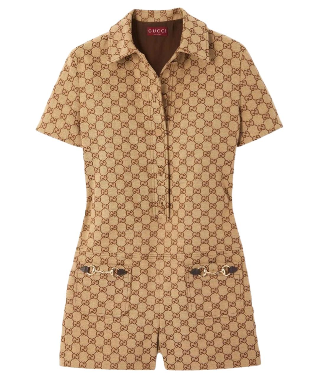 GUCCI Коричневый хлопковый комбинезон, фото 1