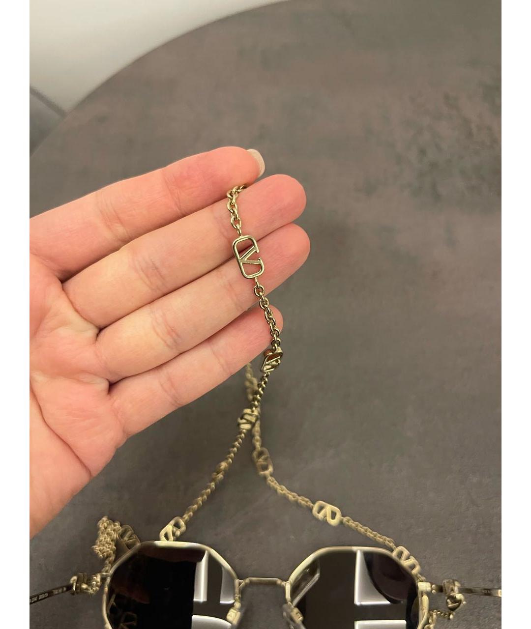 VALENTINO Золотые металлические солнцезащитные очки, фото 6