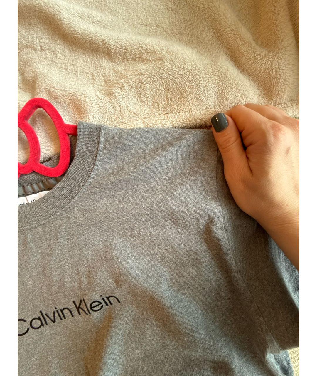 CALVIN KLEIN Серая хлопковая футболка, фото 3