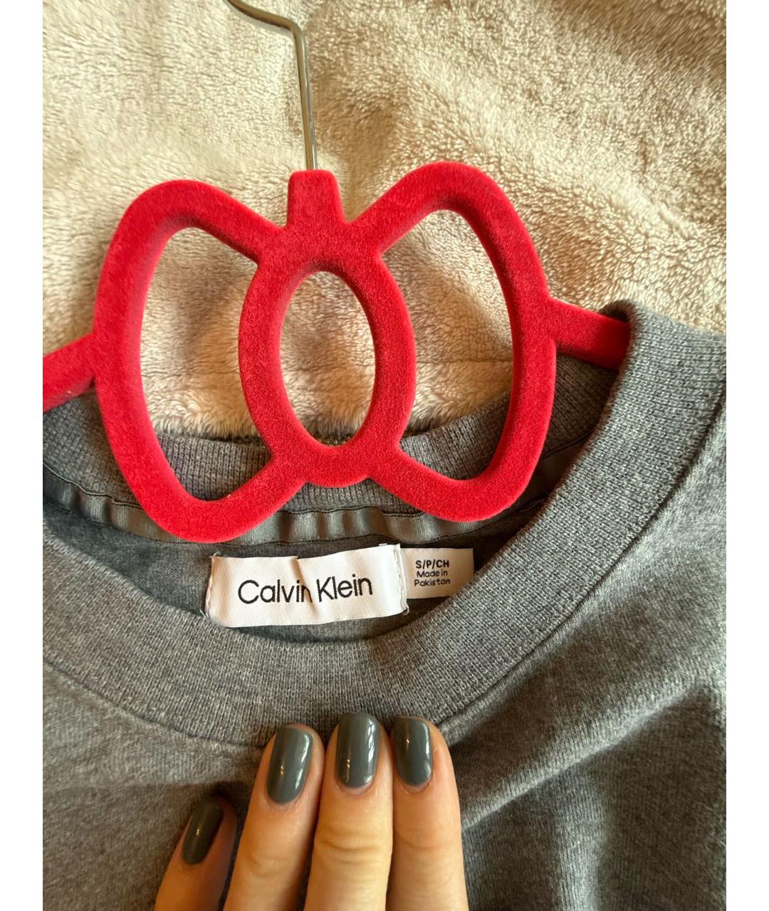 CALVIN KLEIN Серая хлопковая футболка, фото 2
