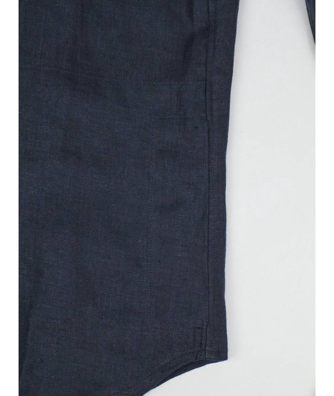 KITON Темно-синяя льняная кэжуал рубашка, фото 7