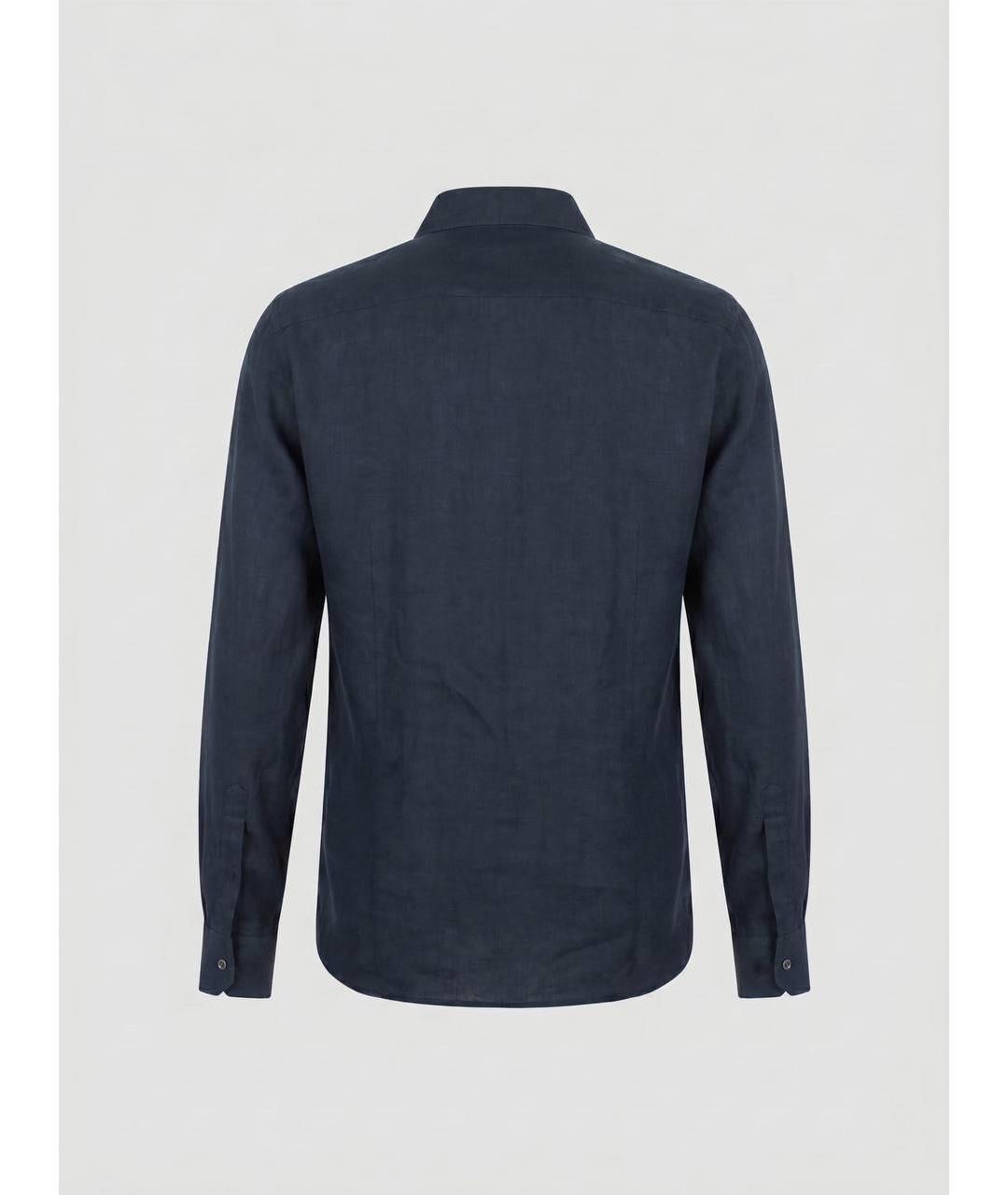 KITON Темно-синяя льняная кэжуал рубашка, фото 2