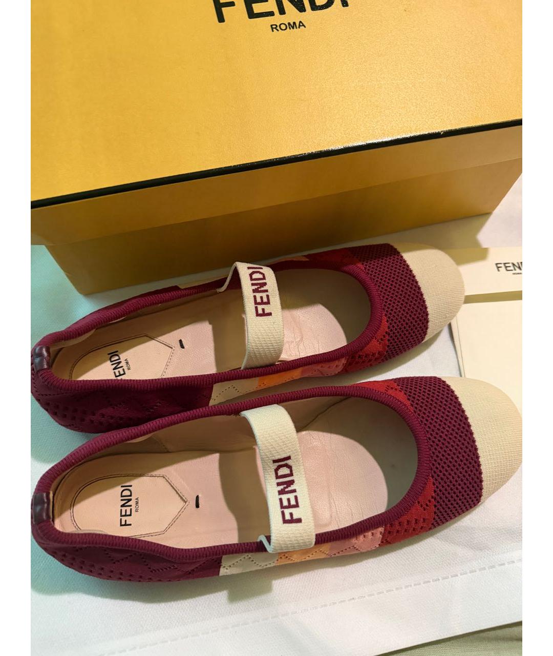 FENDI Красные текстильные балетки, фото 8