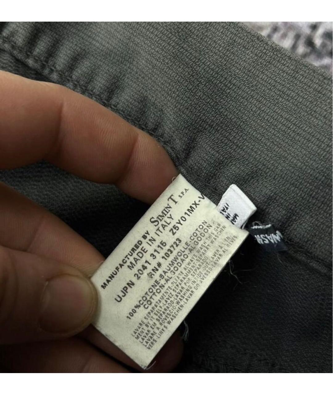 ARMANI JEANS Серые хлопковые брюки широкие, фото 8