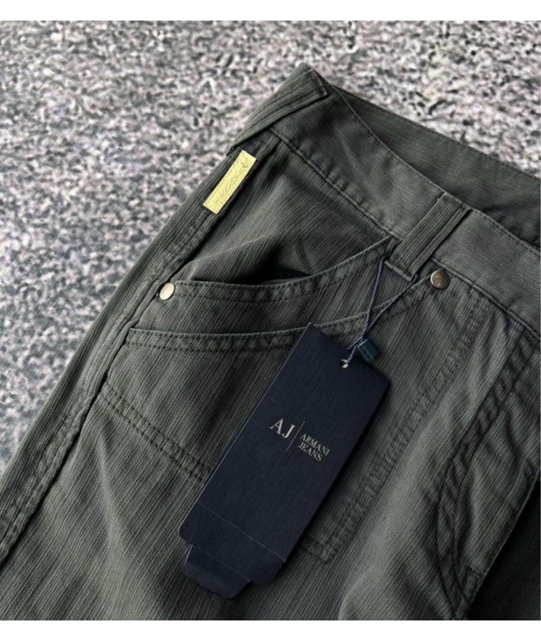 ARMANI JEANS Серые хлопковые брюки широкие, фото 3