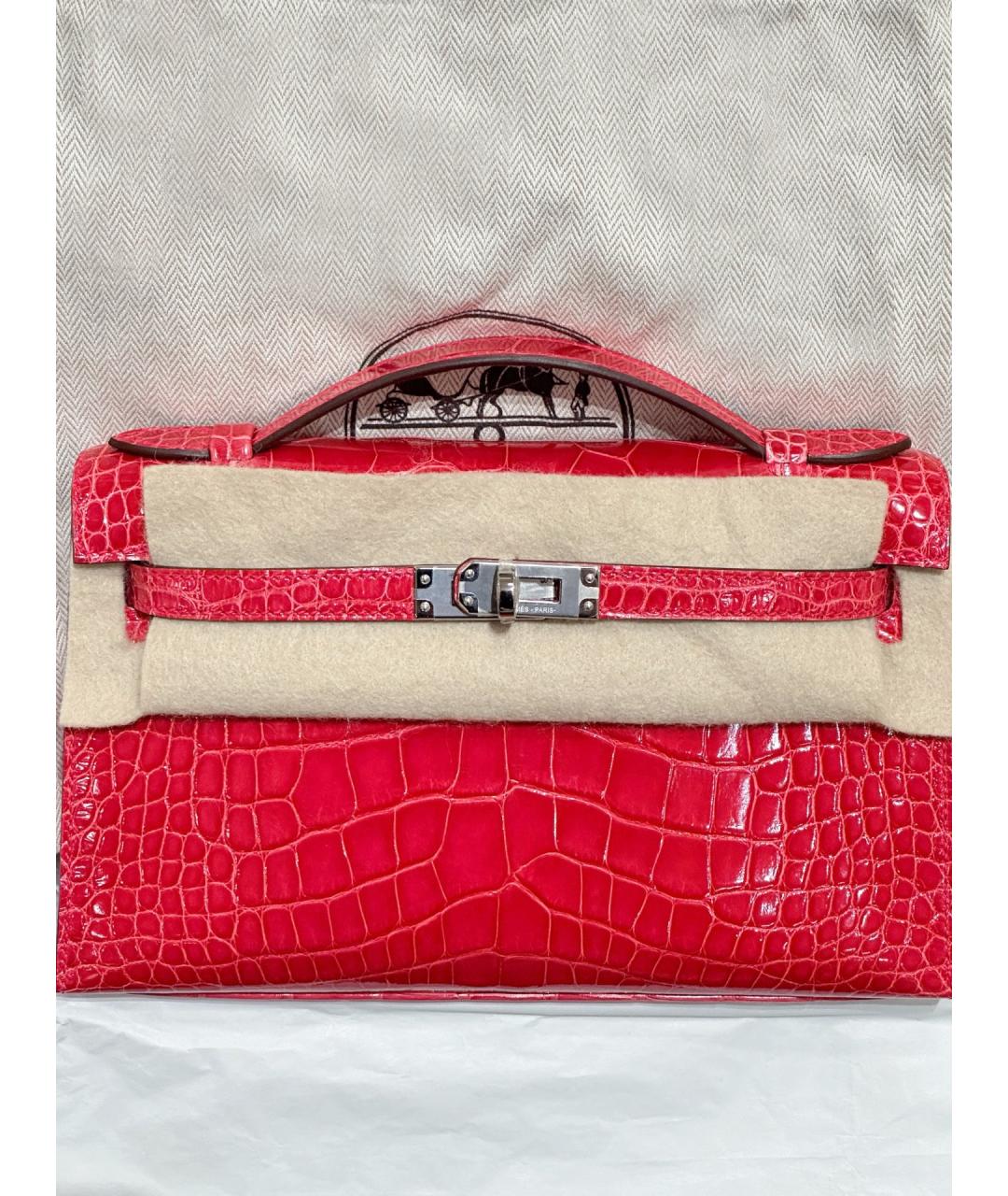 HERMES Розовая кожаная сумка с короткими ручками, фото 5