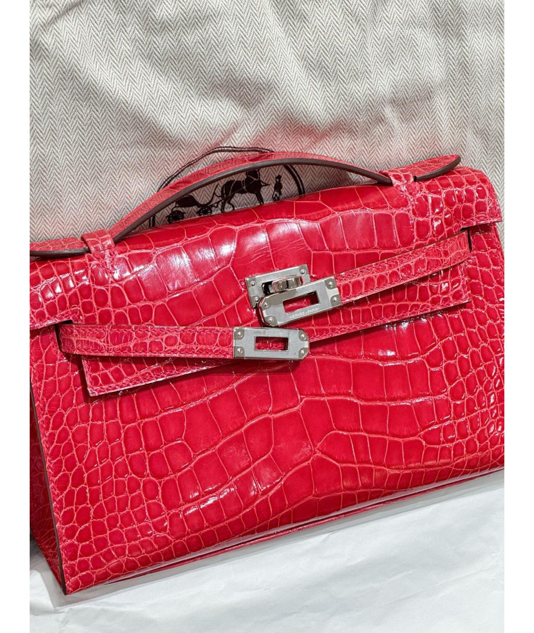 HERMES Розовая кожаная сумка с короткими ручками, фото 4