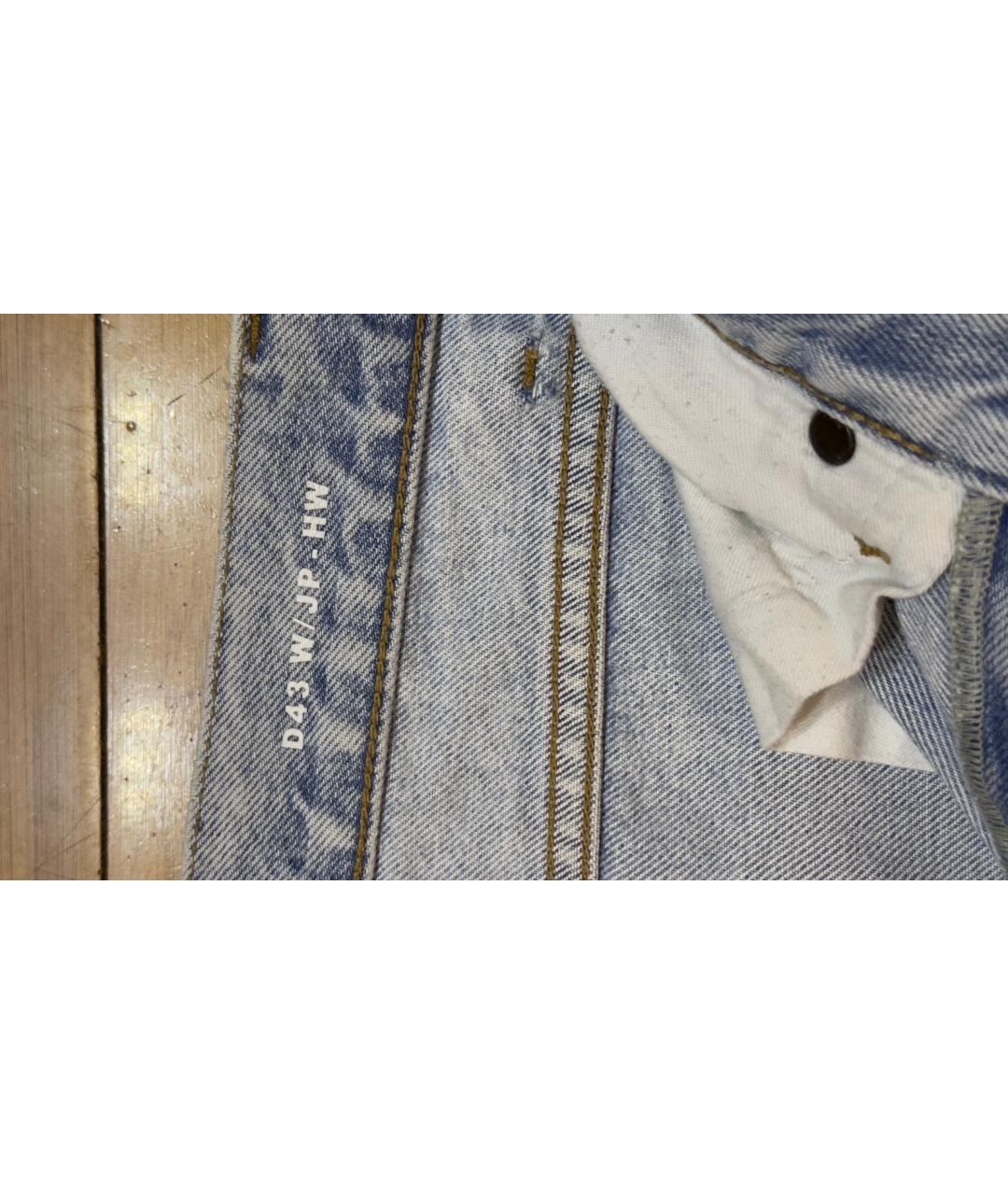SAINT LAURENT Голубые хлопковые прямые джинсы, фото 3