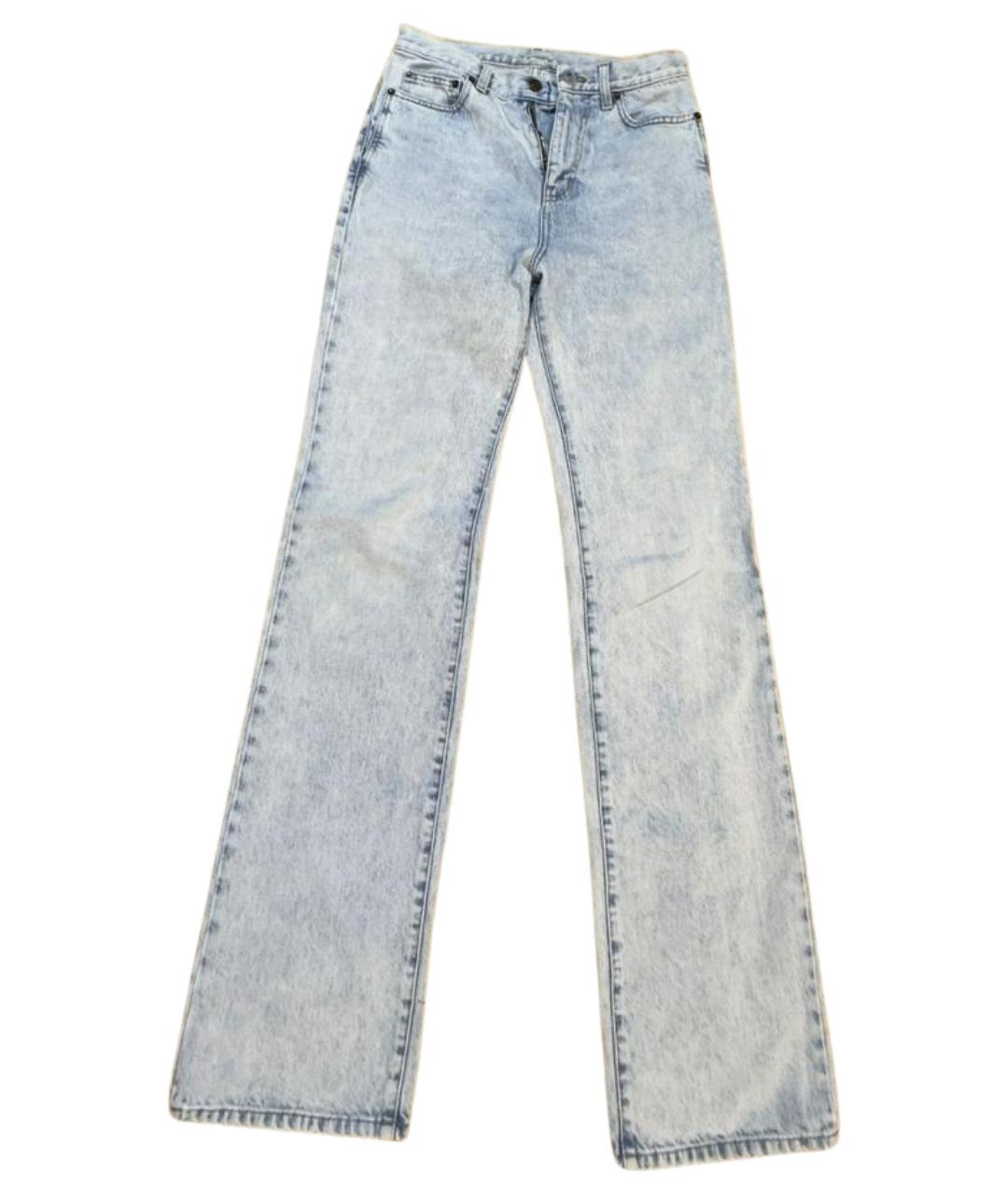 SAINT LAURENT Голубые хлопковые прямые джинсы, фото 1