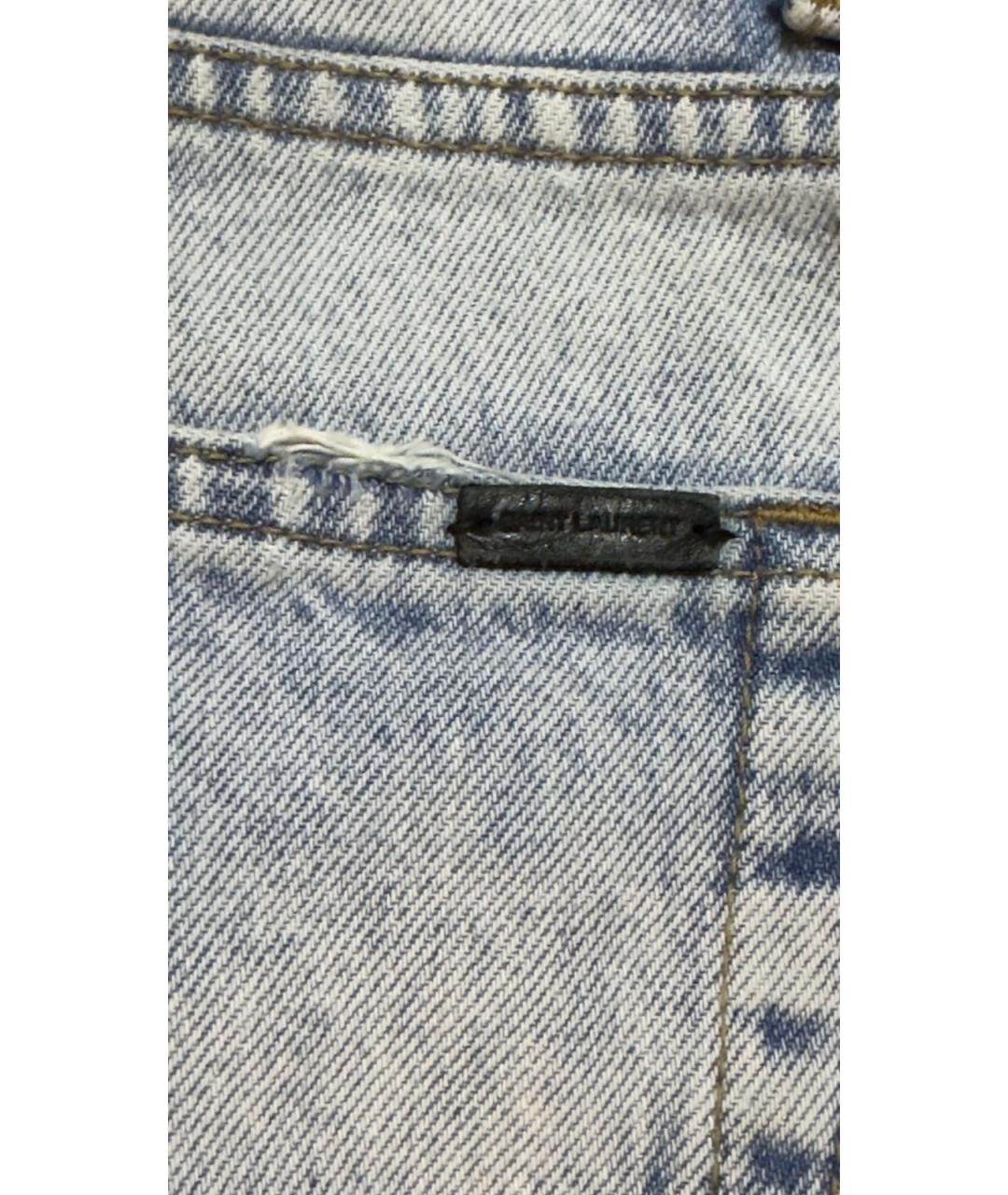 SAINT LAURENT Голубые хлопковые прямые джинсы, фото 4