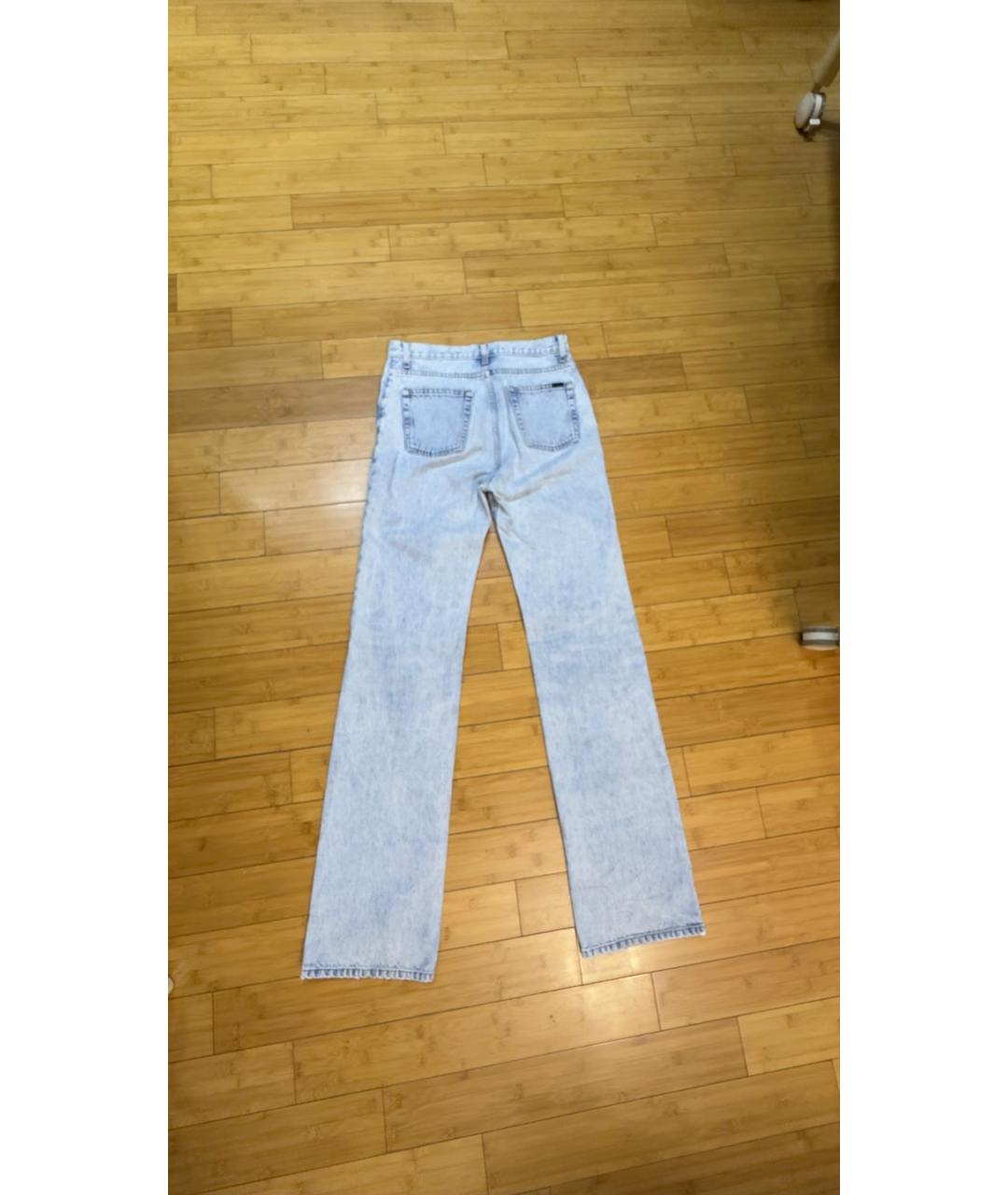 SAINT LAURENT Голубые хлопковые прямые джинсы, фото 2