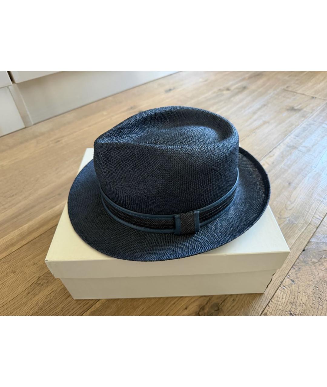 BRIONI Темно-синяя соломенная шляпа, фото 2