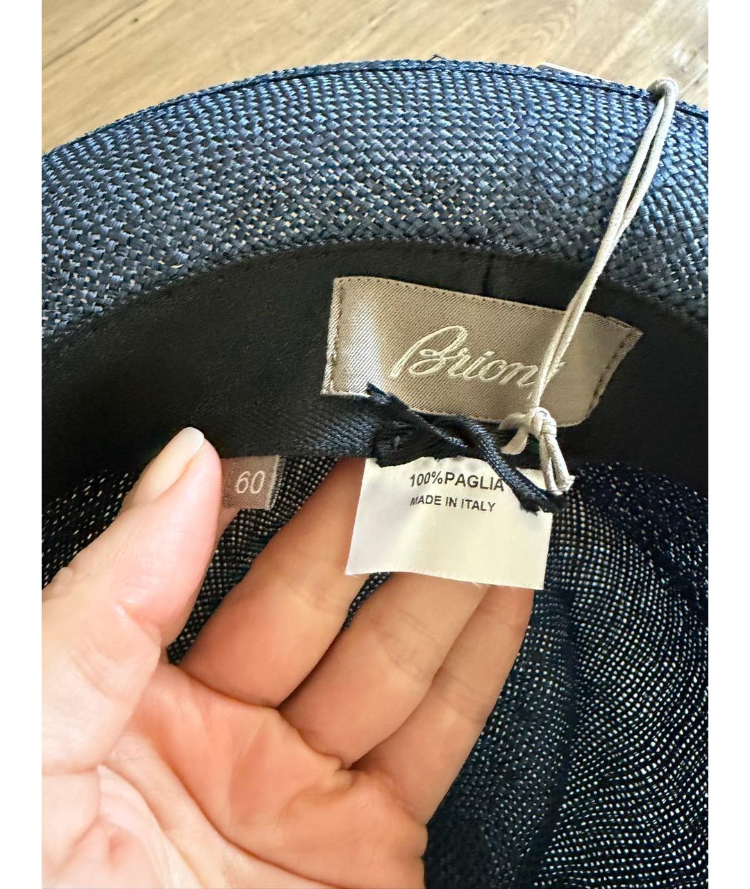 BRIONI Темно-синяя соломенная шляпа, фото 6