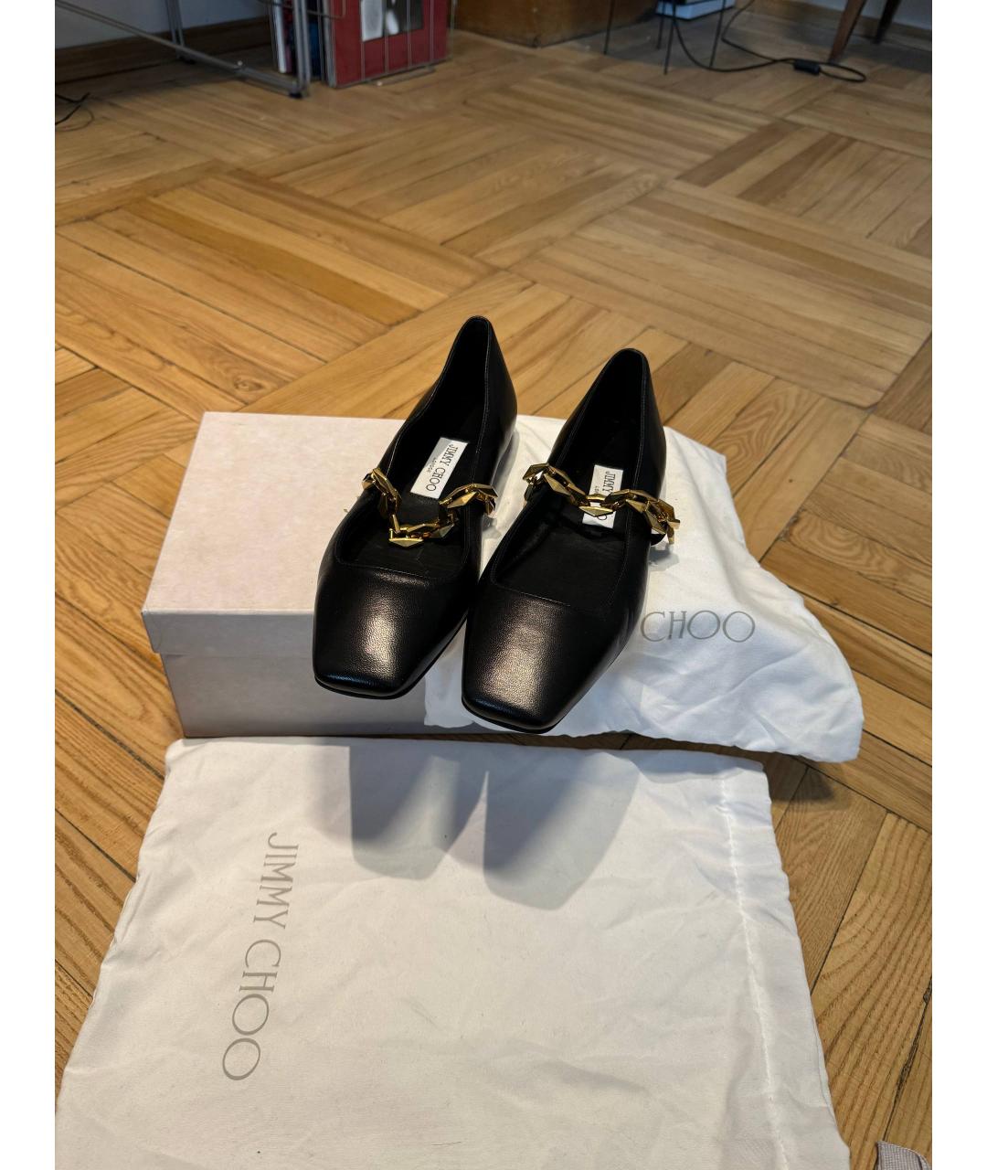 JIMMY CHOO Черные кожаные балетки, фото 2