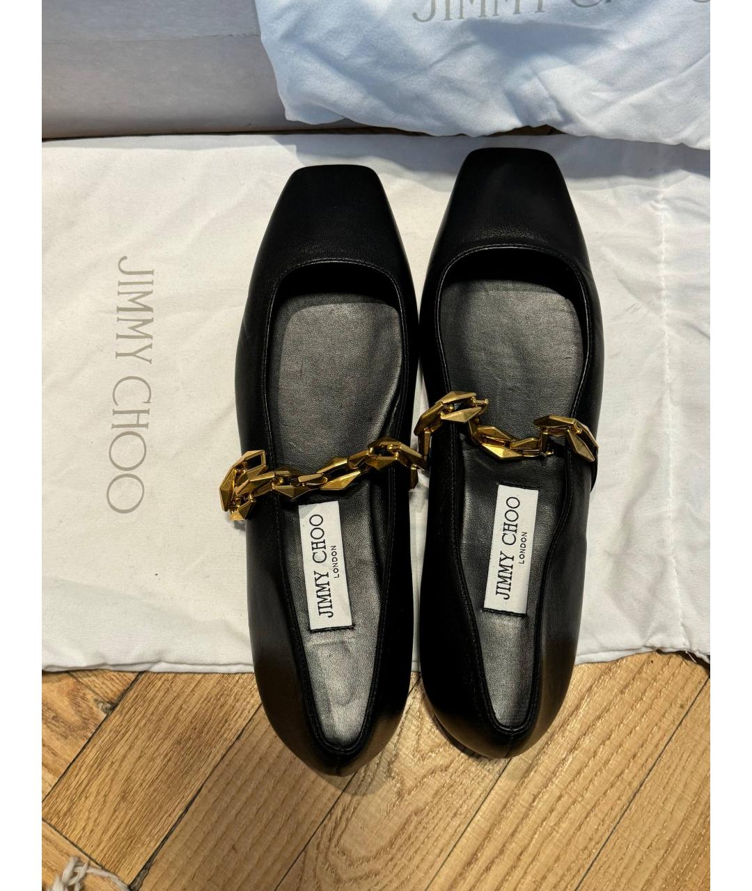 JIMMY CHOO Черные кожаные балетки, фото 3