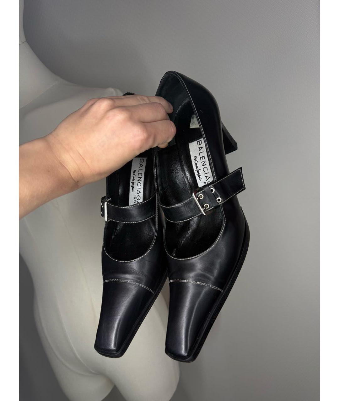 BALENCIAGA Черные кожаные туфли, фото 3