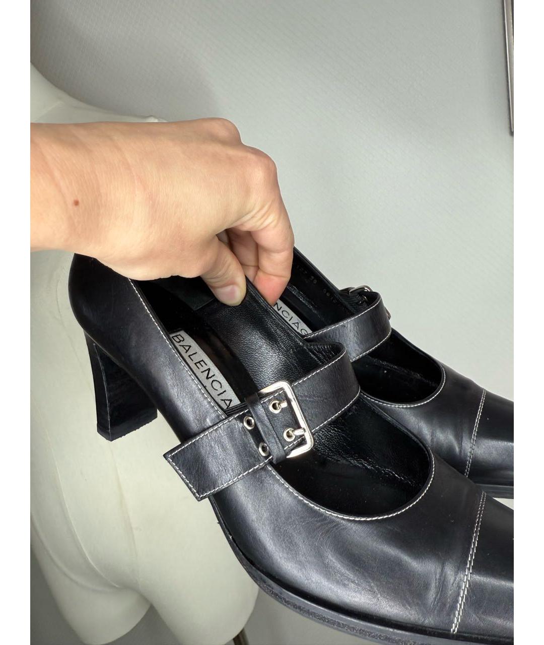 BALENCIAGA Черные кожаные туфли, фото 6