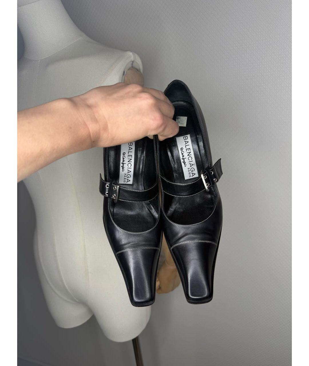 BALENCIAGA Черные кожаные туфли, фото 5