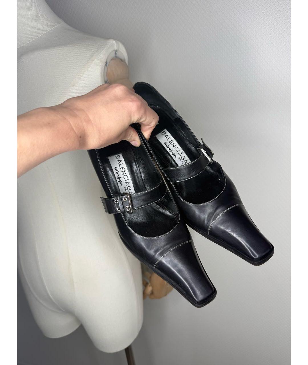 BALENCIAGA Черные кожаные туфли, фото 8